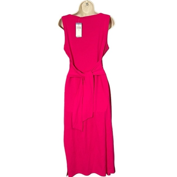 NWT Lauren Ralph Lauren Sport Pink Maxi Tie Waist Knit Dress with Split Hem 6 - Picture 2 of 6